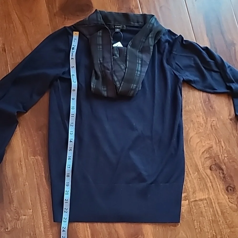 🎉Host Pick🎉 J Crew Merino mockneck sweater with tartan scarf tie - Picture 6 of 11